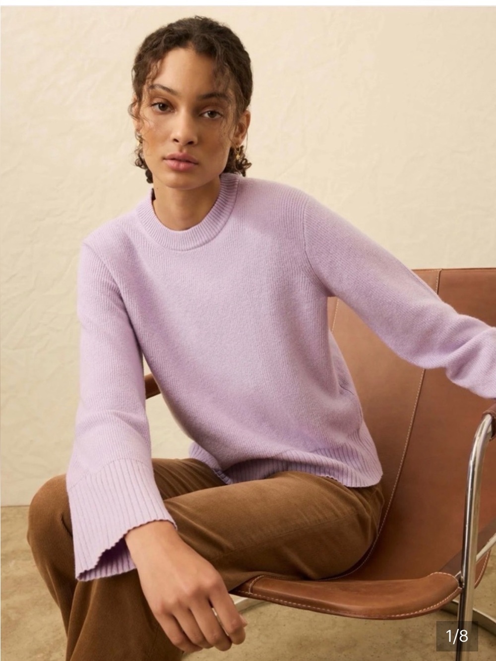 FAHERTY Jackson Crewneck Sweater - Ice Lilac Heather Size Large